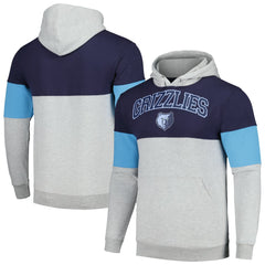 Navy Memphis Grizzlies Contrast Pieced Pullover Hoodie | NBA