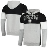 Black Brooklyn Nets Contrast Pieced Pullover Hoodie | NBA