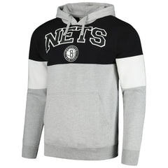 Black Brooklyn Nets Contrast Pieced Pullover Hoodie | NBA