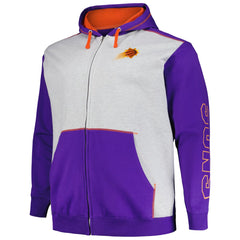 Purple/Heather Gray Phoenix Suns Big & Tall Contrast Pieced Stitched Full-Zip Hoodie | NBA