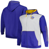 Royal/Heather Gray Golden State Warriors Big & Tall Contrast Pieced Stitched Full-Zip Hoodie sale | NBA