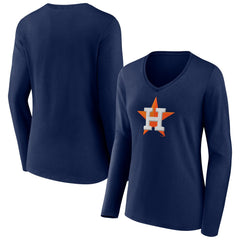 Houston Astros Fanatics Women's Official Logo V-Neck Long Sleeve T-Shirt - MLB T-shirts