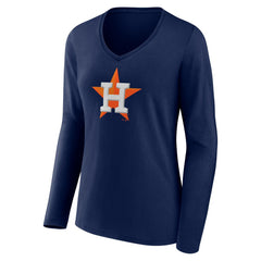 Houston Astros Fanatics Women's Official Logo V-Neck Long Sleeve T-Shirt - MLB T-shirts