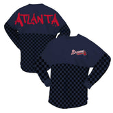 Atlanta Braves Fanatics Women's Checker Print Long Sleeve T-Shirt - MLB T-shirts