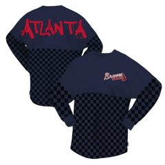 Atlanta Braves Fanatics Women's Checker Print Long Sleeve T-Shirt - MLB T-shirts