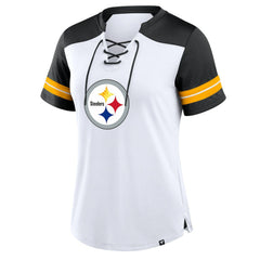 Pittsburgh Steelers Women's Foiled Primary Lace-Up T-Shirt | NFL Near me