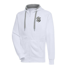 Seattle Kraken Antigua Metallic Logo Victory Full-Zip Hoodie - NHL Hoodies