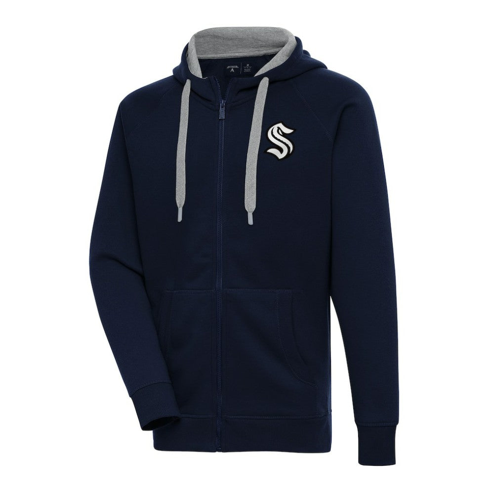 Seattle Kraken Antigua Metallic Logo Victory Full-Zip Hoodie - NHL Hoodies
