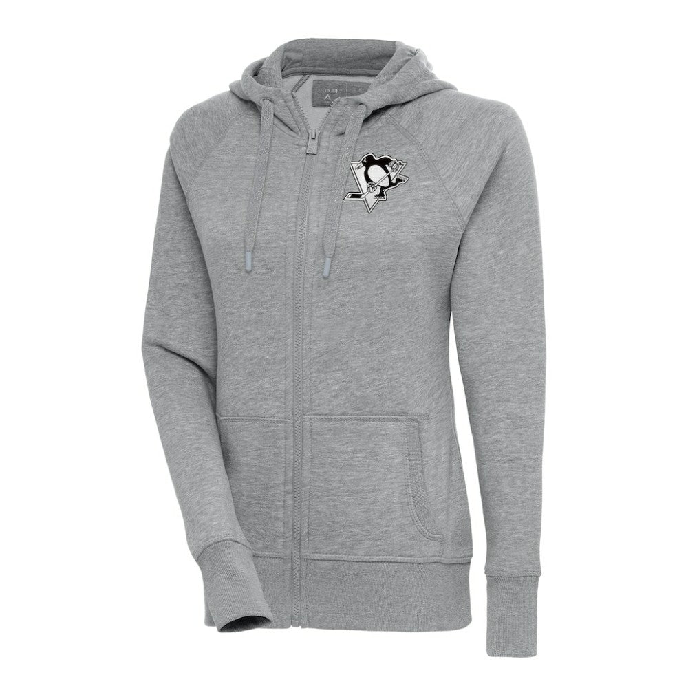 Pittsburgh Penguins Antigua Women's Metallic Logo Victory Full-Zip Hoodie - NHL Hoodies