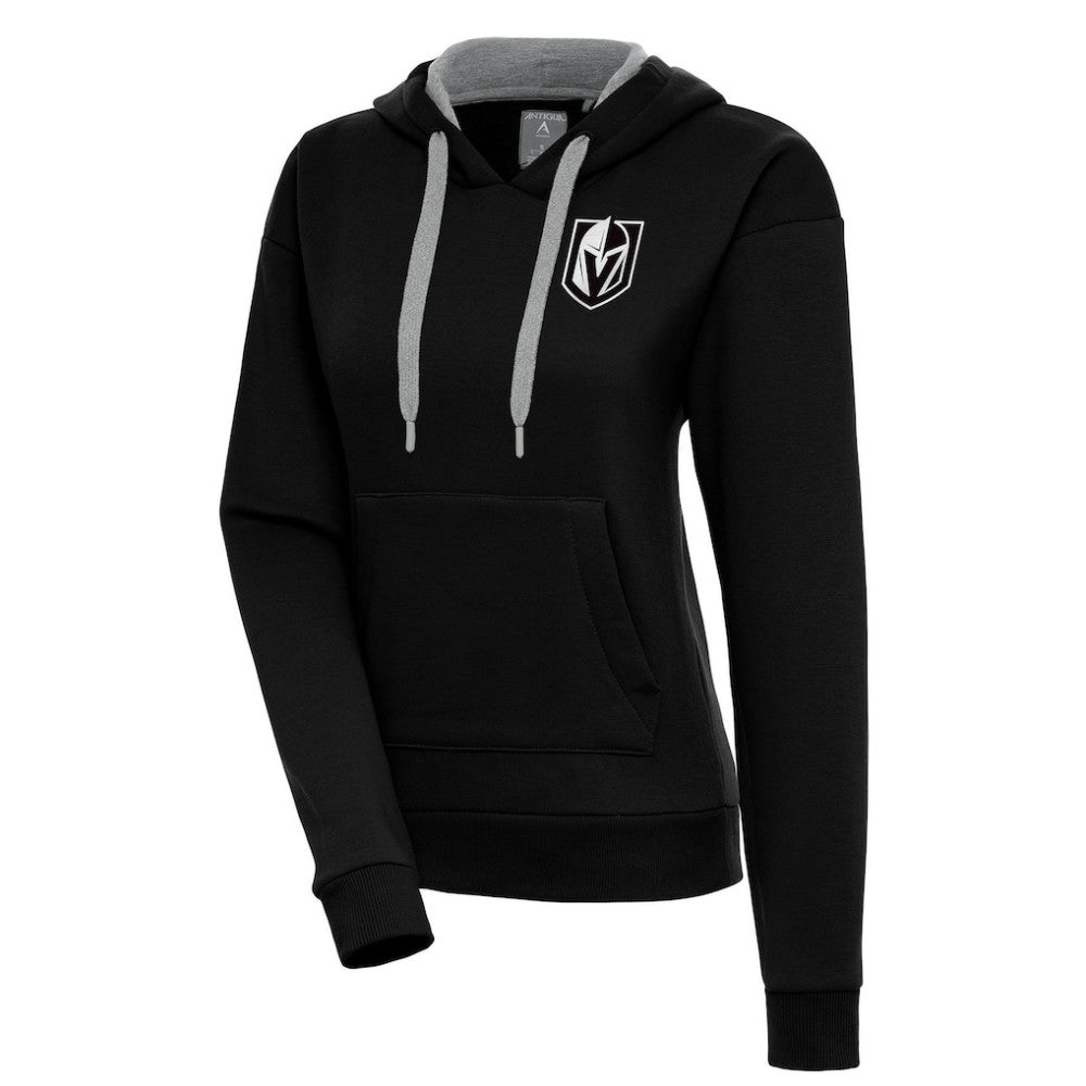 Vegas Golden Knights Antigua Women's Metallic Logo Victory Pullover Hoodie - NHL Hoodies