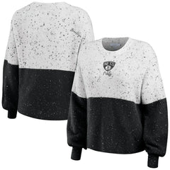 White/Black Brooklyn Nets WEAR by Erin Andrews Women's Color-Block Pullover Sweater | NBA