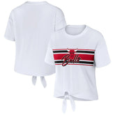 White Chicago Bulls WEAR by Erin Andrews Women's Tie-Front T-Shirt sale | NBA