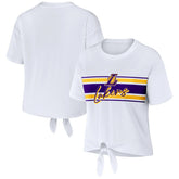 White Los Angeles Lakers WEAR by Erin Andrews Women's Tie-Front T-Shirt | NBA