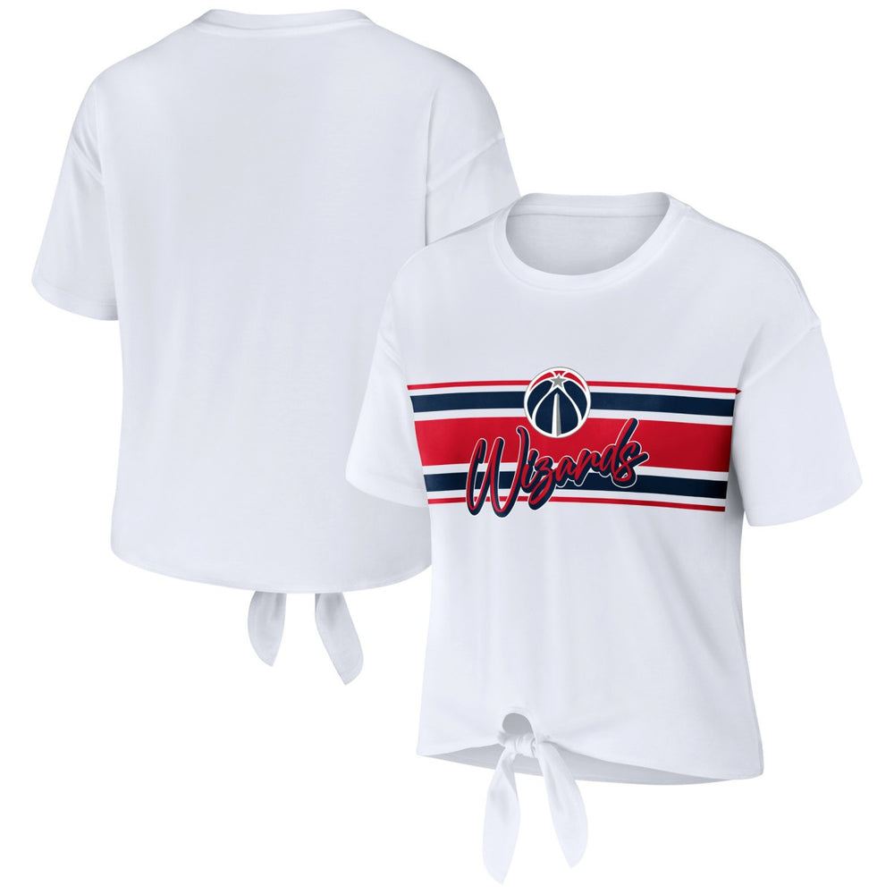 White Washington Wizards WEAR by Erin Andrews Women's Tie-Front T-Shirt | NBA