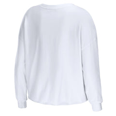 White Los Angeles Lakers WEAR by Erin Andrews Women's Cropped Long Sleeve T-Shirt | NBA