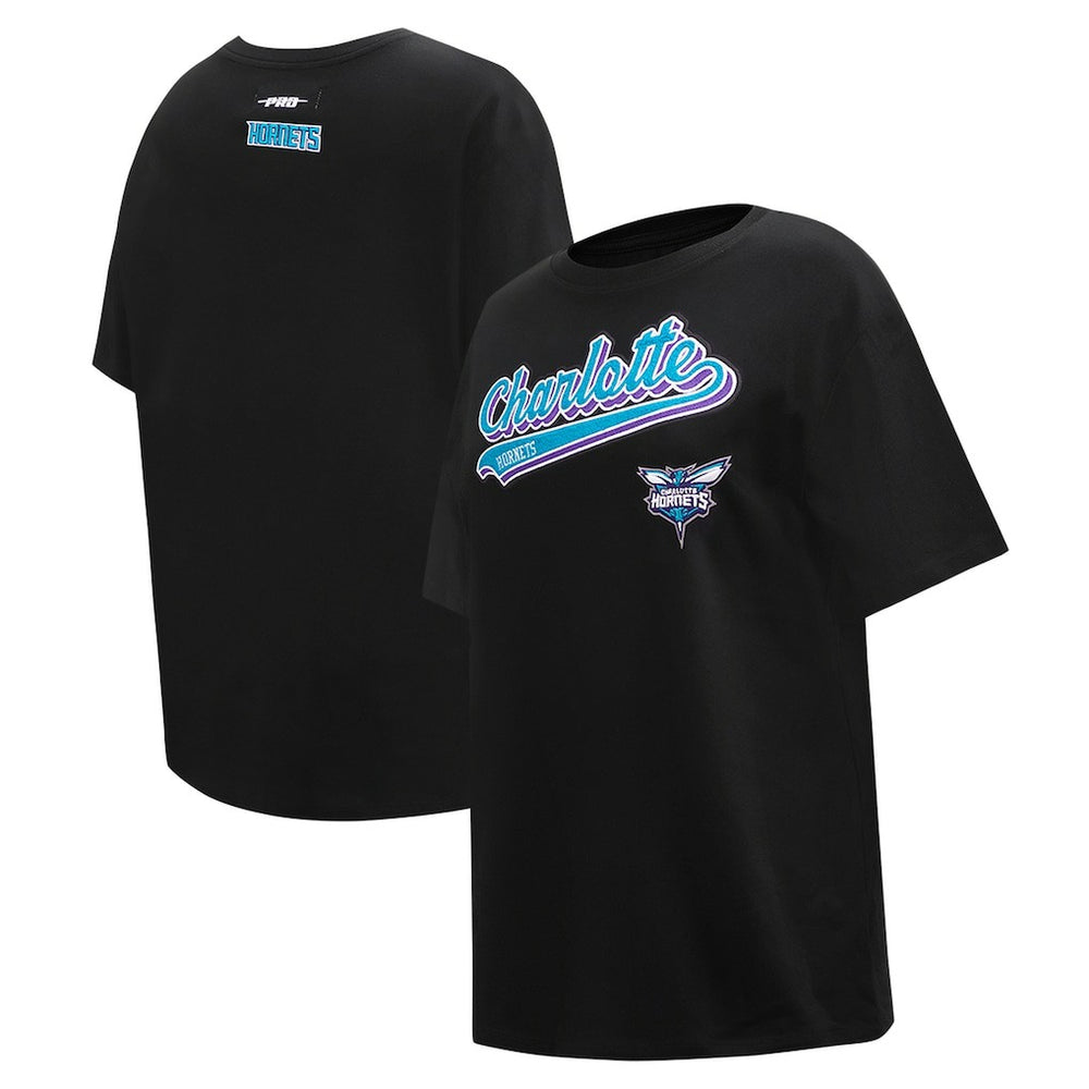 Black Charlotte Hornets Pro Standard Women's Script Boyfriend T-Shirt | NBA