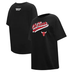 Black Chicago Bulls Pro Standard Women's Script Boyfriend T-Shirt sale | NBA
