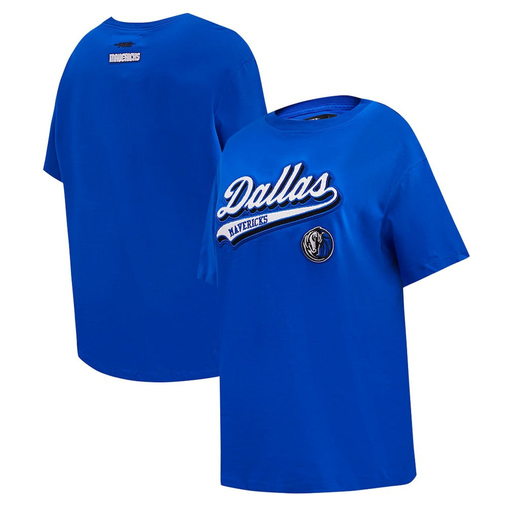 Royal Dallas Mavericks Pro Standard Women's Script Boyfriend T-Shirt sale | NBA