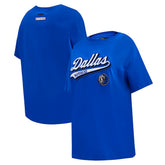 Royal Dallas Mavericks Pro Standard Women's Script Boyfriend T-Shirt sale | NBA