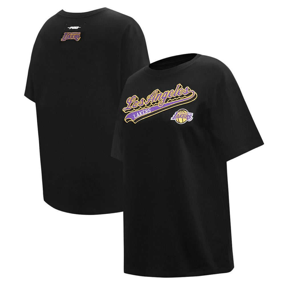 Black Los Angeles Lakers Pro Standard Women's Script Boyfriend T-Shirt | NBA