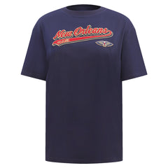 Navy New Orleans Pelicans Pro Standard Women's Script Boyfriend T-Shirt | NBA