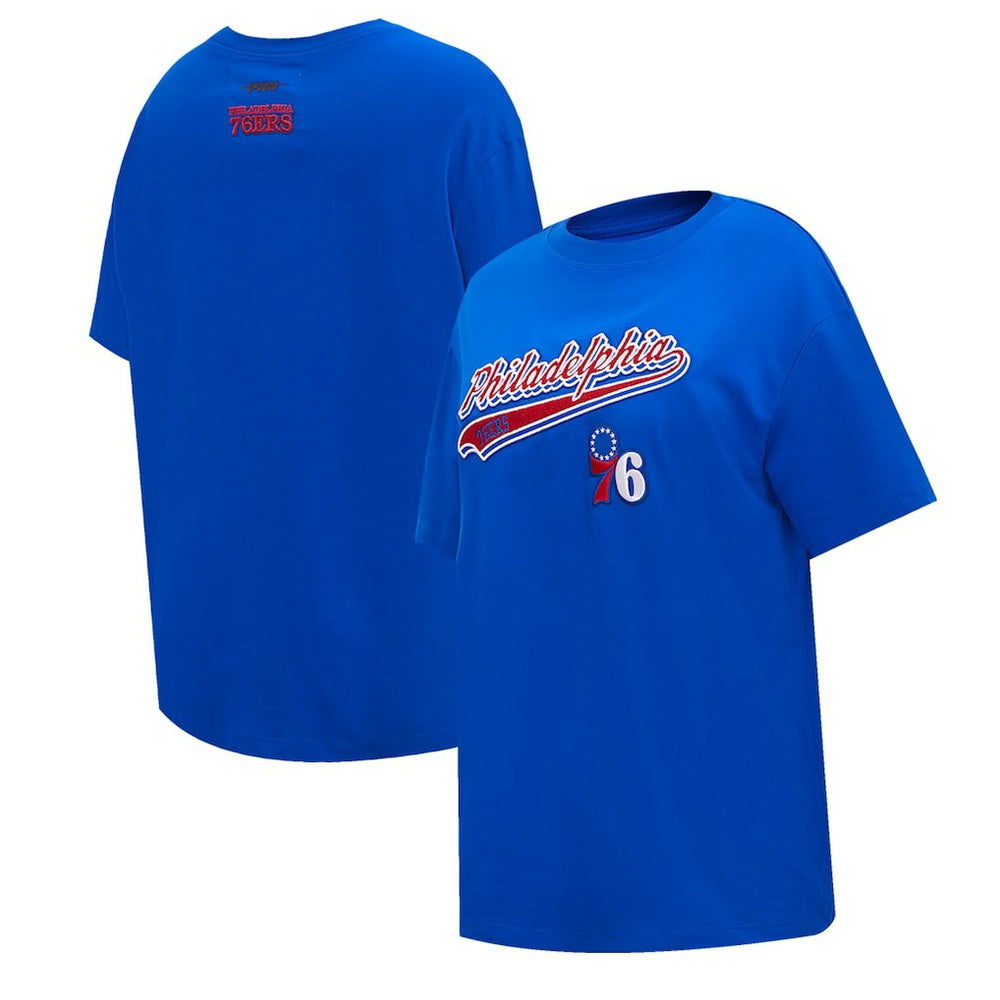 Royal Philadelphia 76ers Pro Standard Women's Script Boyfriend T-Shirt | NBA