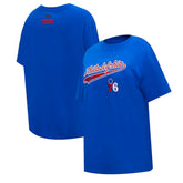 Royal Philadelphia 76ers Pro Standard Women's Script Boyfriend T-Shirt | NBA