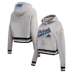 Heather Gray Orlando Magic Pro Standard Women's Script Tail Cropped Pullover Hoodie | NBA
