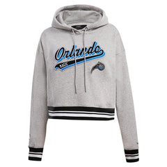 Heather Gray Orlando Magic Pro Standard Women's Script Tail Cropped Pullover Hoodie | NBA