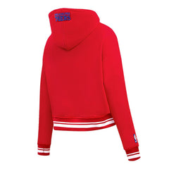 Red Philadelphia 76ers Pro Standard Women's Script Tail Cropped Pullover Hoodie | NBA