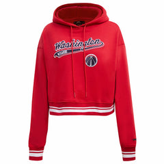 Red Washington Wizards Pro Standard Women's Script Tail Cropped Pullover Hoodie | NBA