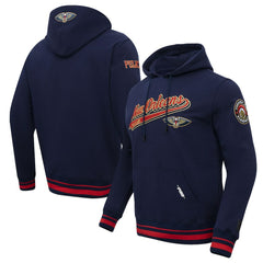 Navy New Orleans Pelicans Pro Standard Script Tail Pullover Hoodie | NBA