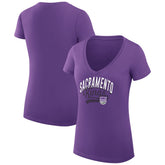 Purple Sacramento Kings G-III 4Her by Carl Banks Women's Super-Slim Fit Lightweight Filigree Logo V-Neck T-Shirt | NBA