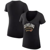 Black Cleveland Cavaliers G-III 4Her by Carl Banks Women's Super-Slim Fit Lightweight Filigree Logo V-Neck T-Shirt sale | NBA
