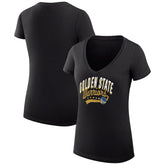 Black Golden State Warriors G-III 4Her by Carl Banks Women's Super-Slim Fit Lightweight Filigree Logo V-Neck T-Shirt sale | NBA