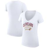 White Cleveland Cavaliers G-III 4Her by Carl Banks Women's Super-Slim Fit Lightweight Filigree Logo V-Neck T-Shirt sale | NBA