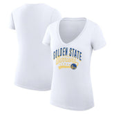 White Golden State Warriors G-III 4Her by Carl Banks Women's Super-Slim Fit Lightweight Filigree Logo V-Neck T-Shirt sale | NBA