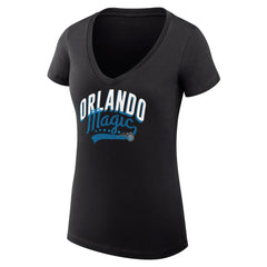 Black Orlando Magic G-III 4Her by Carl Banks Women's Super-Slim Fit Lightweight Filigree Logo V-Neck T-Shirt | NBA