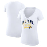 Indiana Pacers G-III 4Her by Carl Banks Women's Super-Slim Fit Lightweight Filigree Logo V-Neck T-Shirt - White discount | NBA