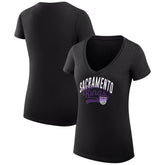Black Sacramento Kings G-III 4Her by Carl Banks Women's Super-Slim Fit Lightweight Filigree Logo V-Neck T-Shirt | NBA