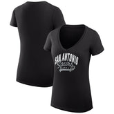 Black San Antonio Spurs G-III 4Her by Carl Banks Women's Super-Slim Fit Lightweight Filigree Logo V-Neck T-Shirt | NBA