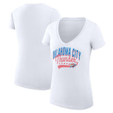 Oklahoma City Thunder G-III 4Her by Carl Banks Women's Super-Slim Fit Lightweight Filigree Logo V-Neck T-Shirt - White sale | NBA