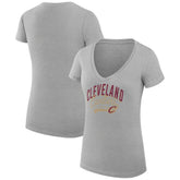 Heather Gray Cleveland Cavaliers G-III 4Her by Carl Banks Women's Super-Slim Fit Lightweight Filigree Logo V-Neck T-Shirt sale | NBA