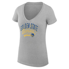 Heather Gray Golden State Warriors G-III 4Her by Carl Banks Women's Super-Slim Fit Lightweight Filigree Logo V-Neck T-Shirt sale | NBA