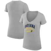 Heather Gray Indiana Pacers G-III 4Her by Carl Banks Women's Super-Slim Fit Lightweight Filigree Logo V-Neck T-Shirt | NBA