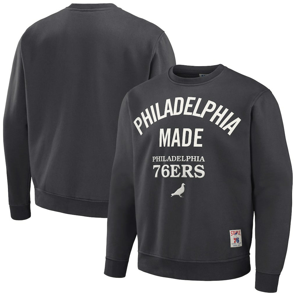 Anthracite Philadelphia 76ers NBA x Staple Plush Pullover Sweatshirt | NBA