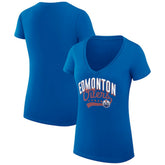 Edmonton Oilers G-III 4Her by Carl Banks Women's Super-Slim Fit Lightweight Filigree Logo V-Neck T-Shirt – Royal - NHL T-shirts