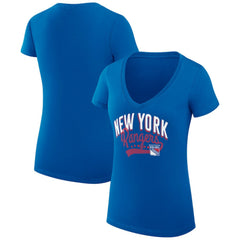 New York Rangers G-III 4Her by Carl Banks Women's Super-Slim Fit Lightweight Filigree Logo V-Neck T-Shirt – Blue - NHL T-shirts
