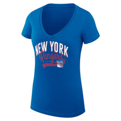 New York Rangers G-III 4Her by Carl Banks Women's Super-Slim Fit Lightweight Filigree Logo V-Neck T-Shirt – Blue - NHL T-shirts