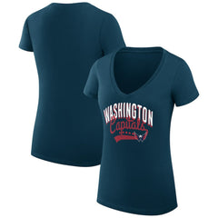 Washington Capitals G-III 4Her by Carl Banks Women's Super-Slim Fit Lightweight Filigree Logo V-Neck T-Shirt – Navy - NHL T-shirts